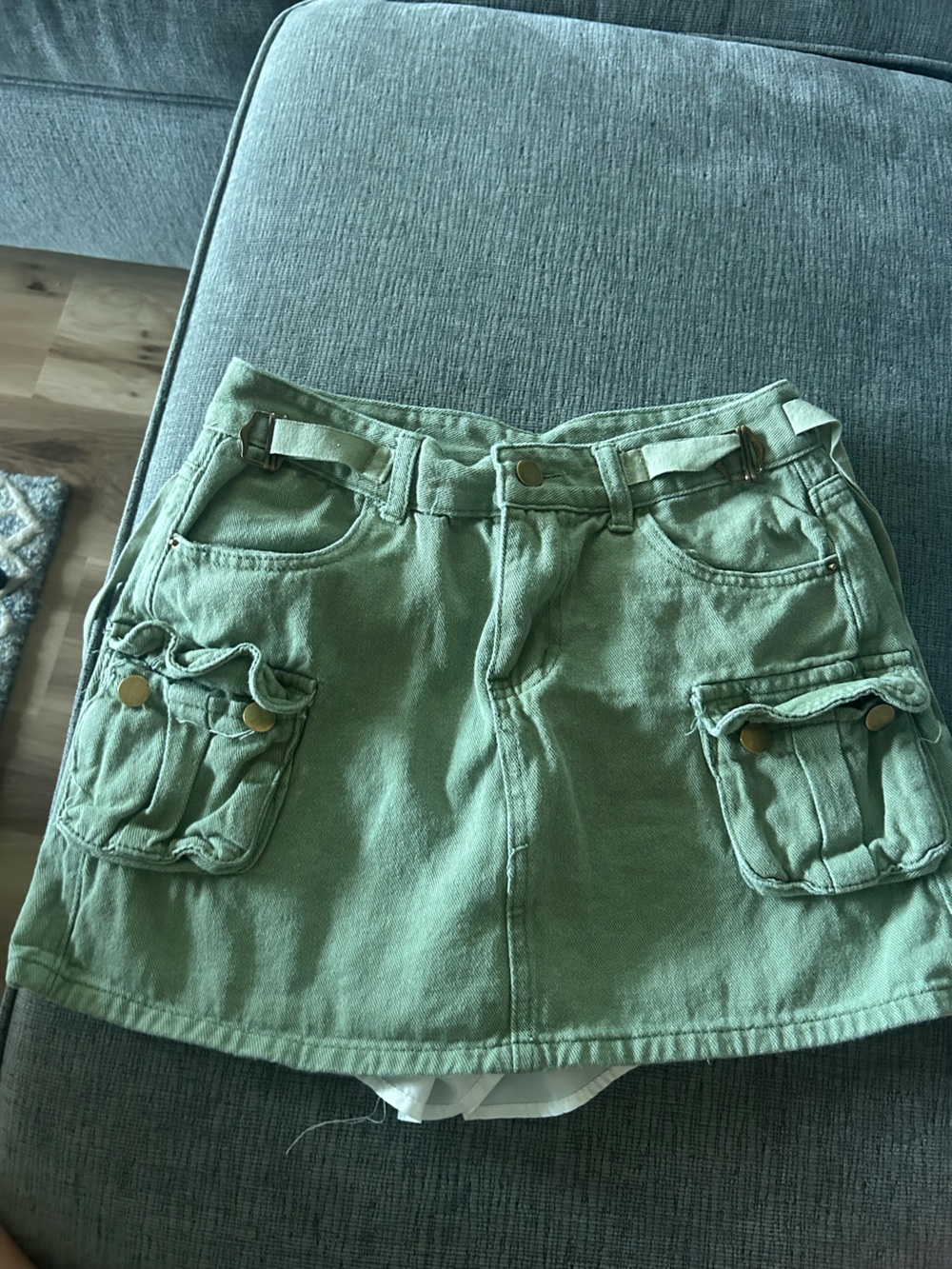 Light Green Cargo Shorts with Front Flap Pockets